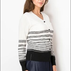 Chic Striped Black and White Cardigan